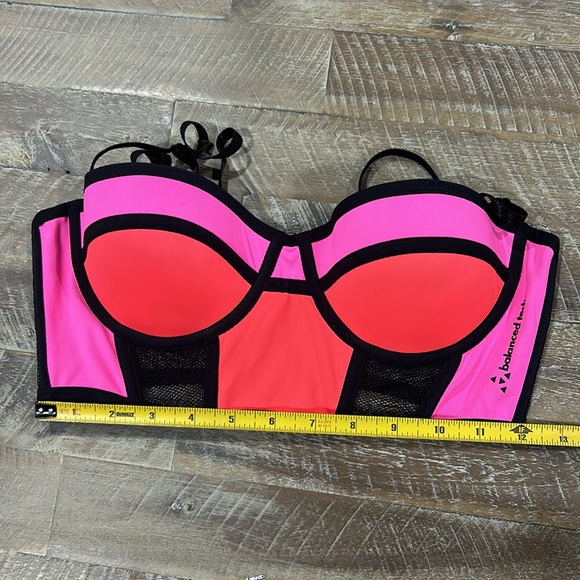 Balanced Tech Neon Color Block Corset Active Style Mesh Bra Medium NWOT - Picture 3 of 6